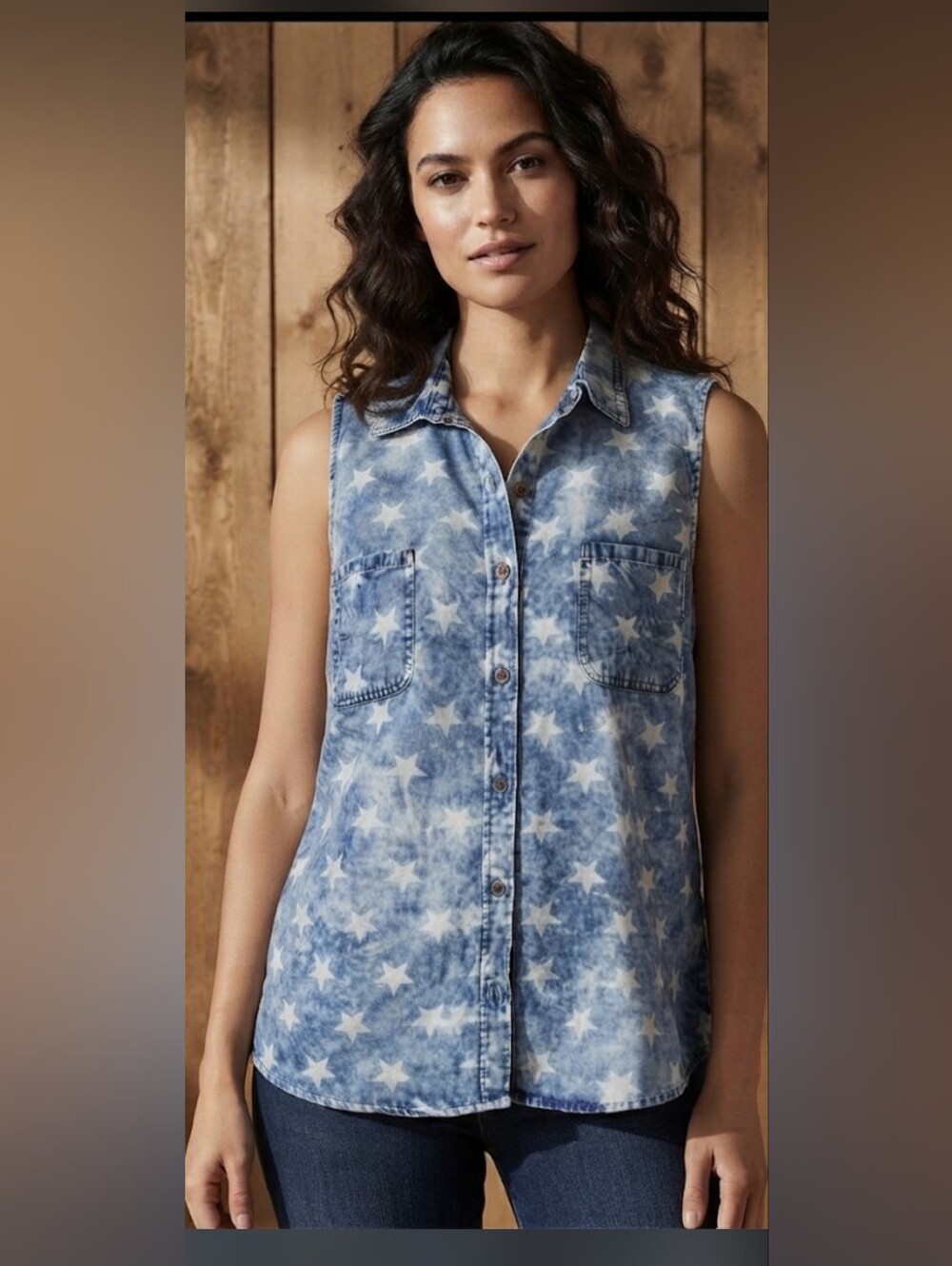Rock And Republic Sleeveless Denim Shirt